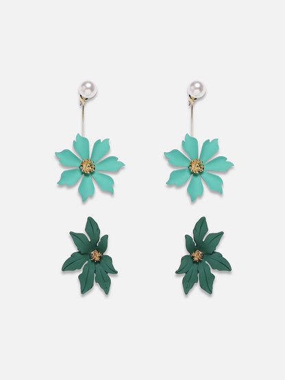 Set Of 2 Gold-Plated Contemporary Drop Earrings