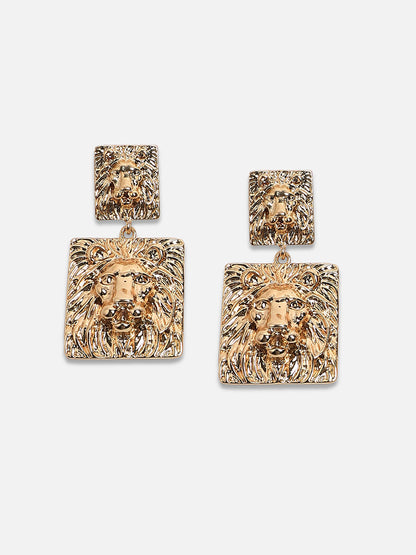 Set Of 2 Gold Plated Contemporary Drop Earrings