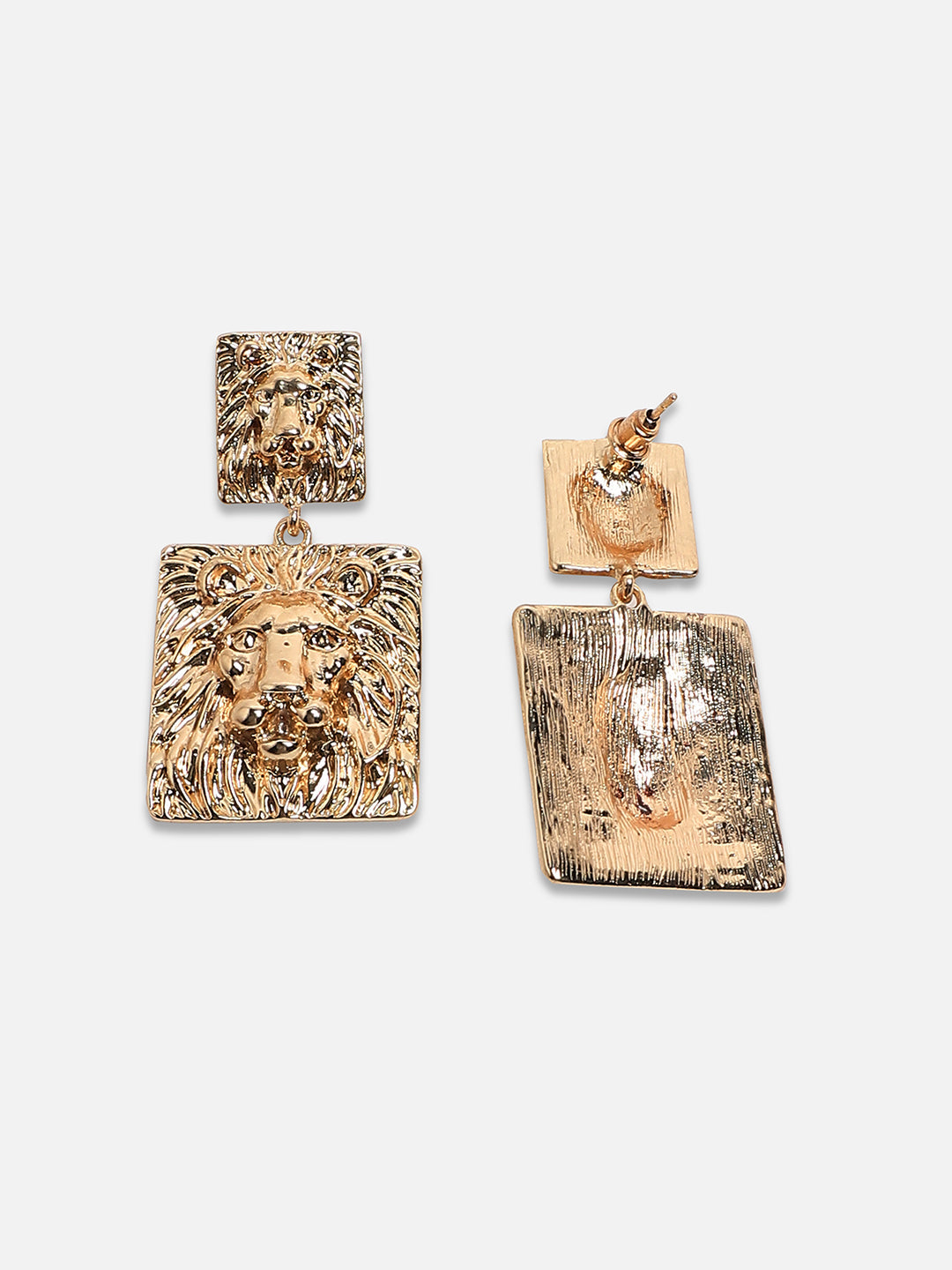 Set Of 2 Gold Plated Contemporary Drop Earrings