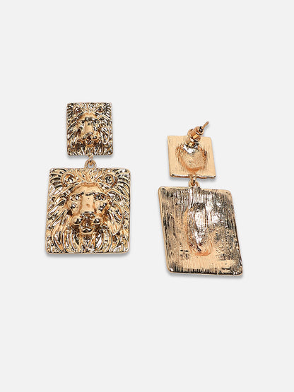 Set Of 2 Gold Plated Contemporary Drop Earrings