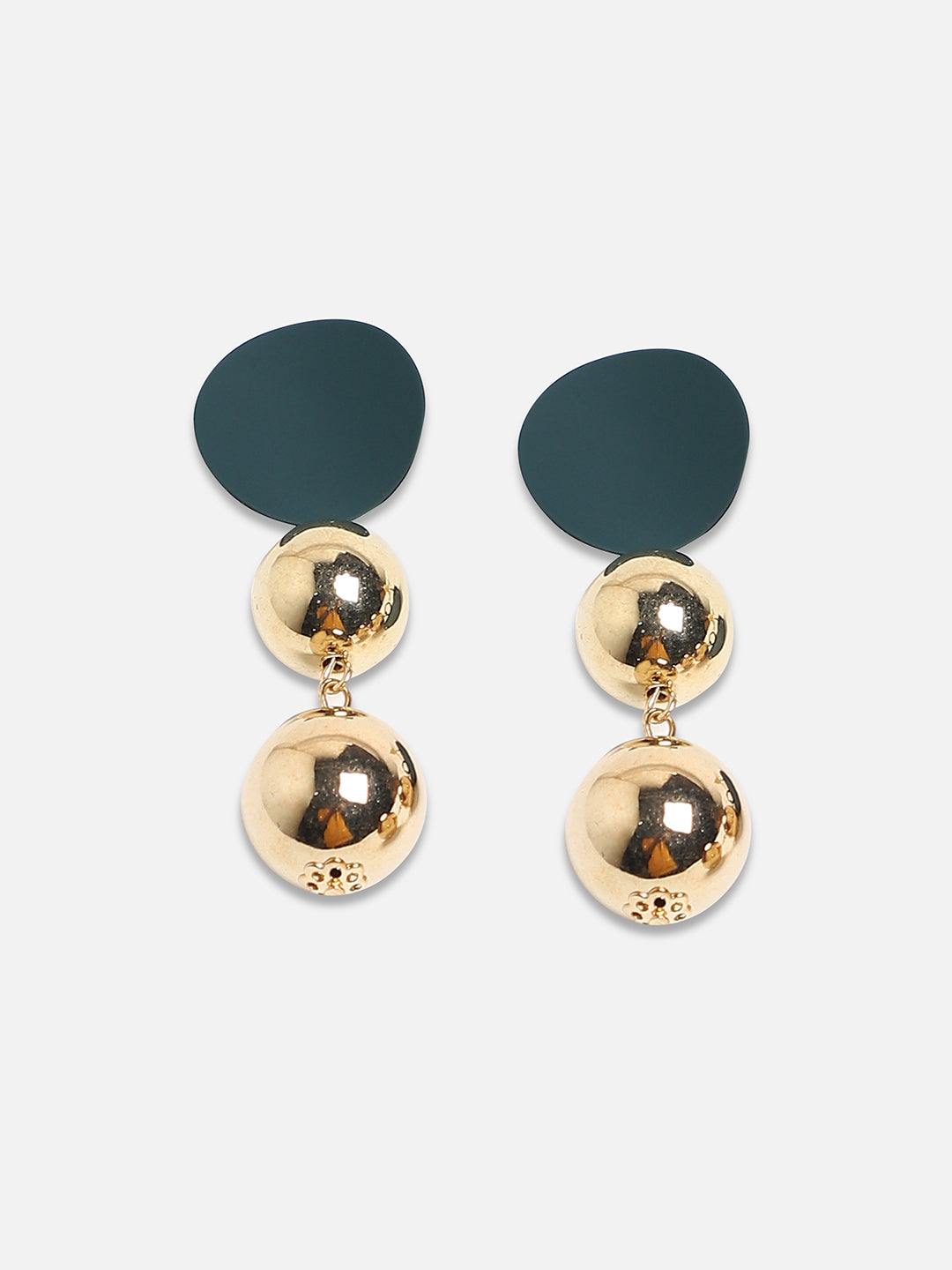 Set Of 2 Gold Plated Contemporary Drop Earrings