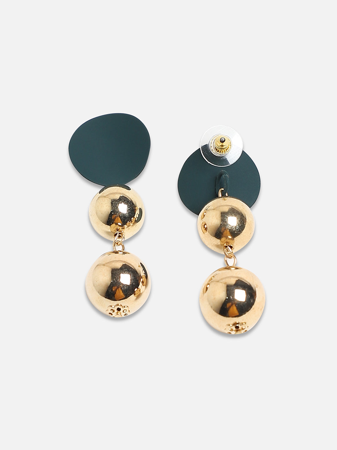 Set Of 2 Gold Plated Contemporary Drop Earrings