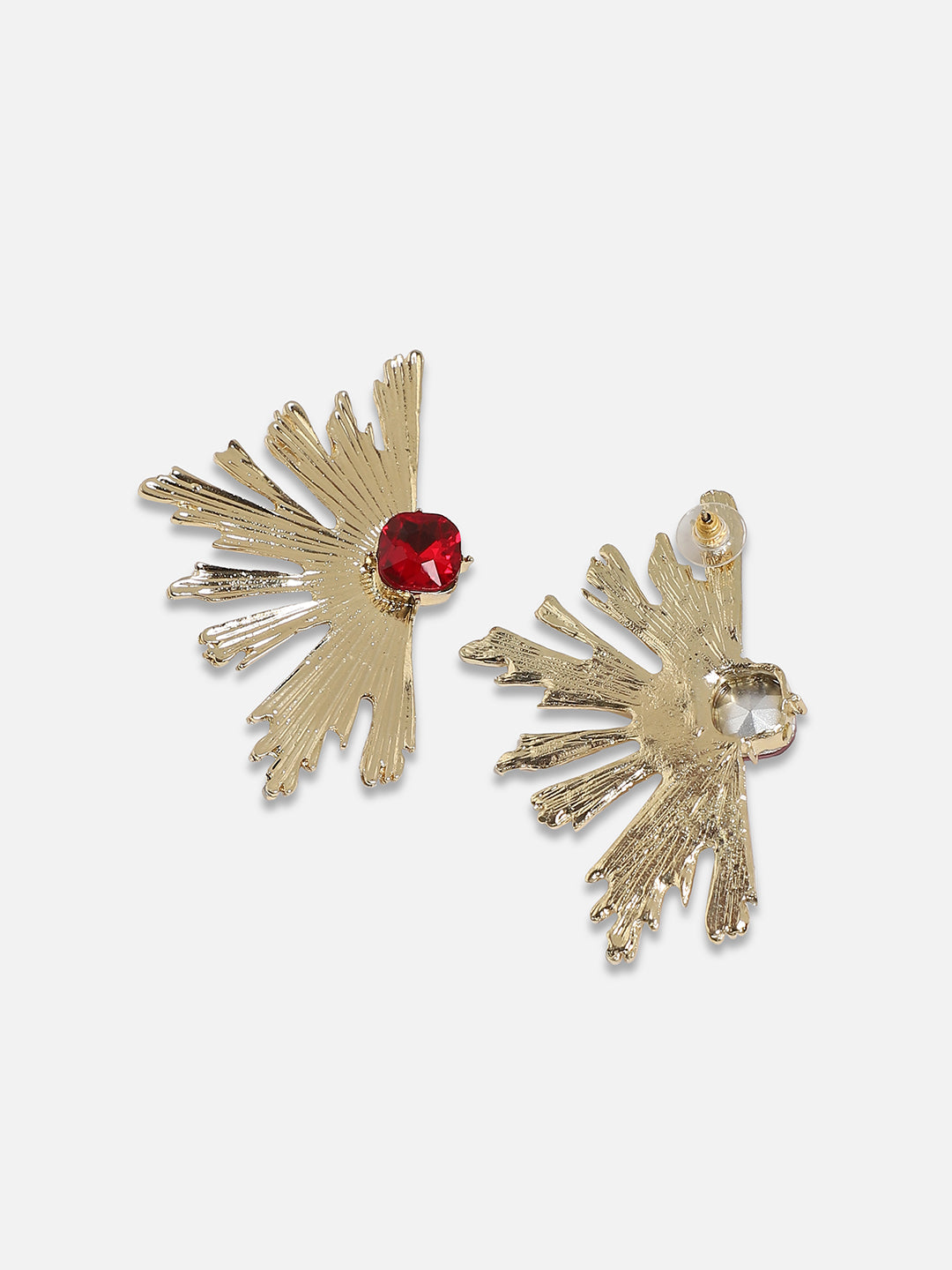 Set Of 2 Gold Plated Contemporary Drop Earrings