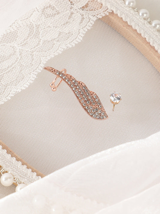 The Bling Wing Cuff Earrings - Rose Gold-SOHIER6029