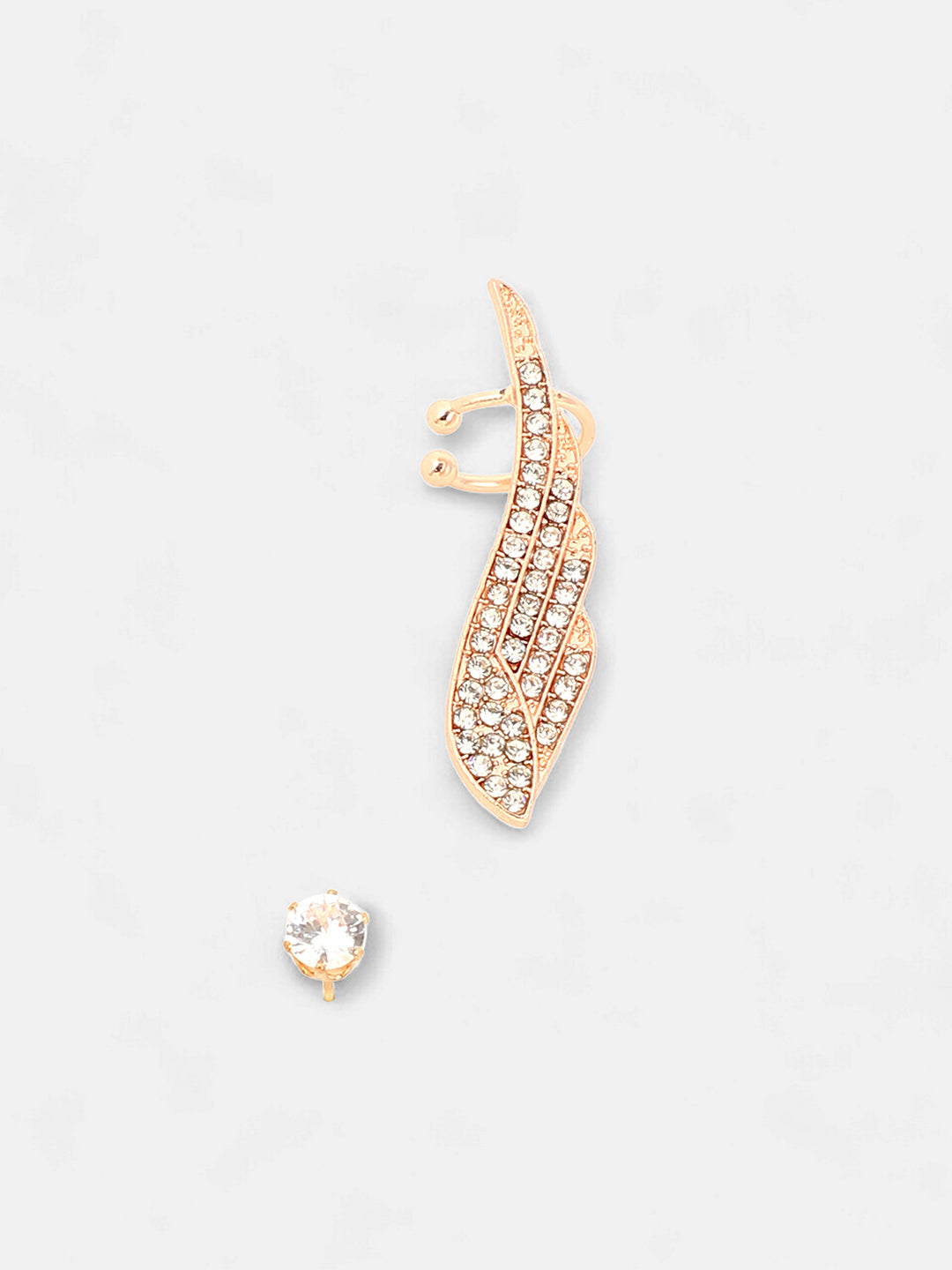 The Bling Wing Cuff Earrings - Rose Gold-SOHIER6029