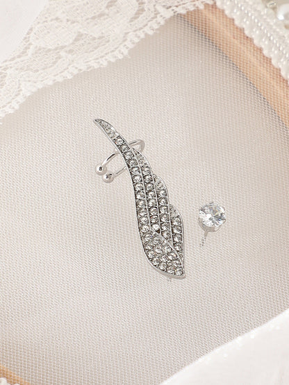 The Bling Wing Cuff Earrings - Metallic Silver-SOHIER6030