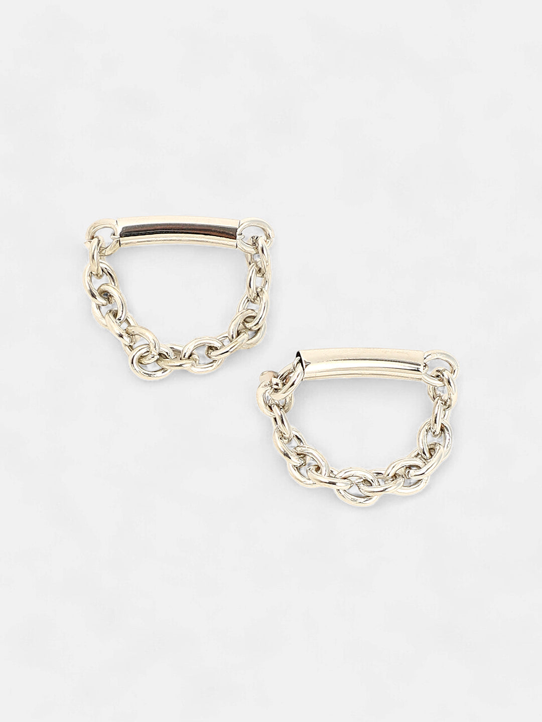 The Chain Bar Drop Earrings - Metallic Silver-SOHIER6038