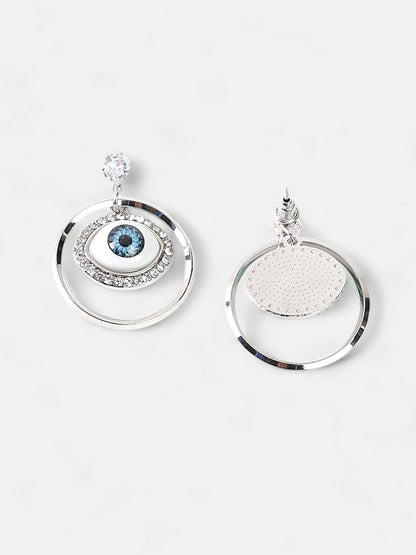 The Evil-Eye Loop Drop Earrings - Metallic Silver-SOHIER6133