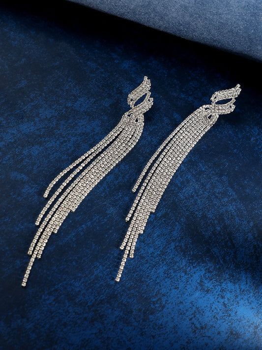 The Adrienne Drop Earrings - Crystal Silver-SOHIER6146