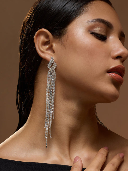 The Adrienne Drop Earrings - Crystal Silver-SOHIER6146