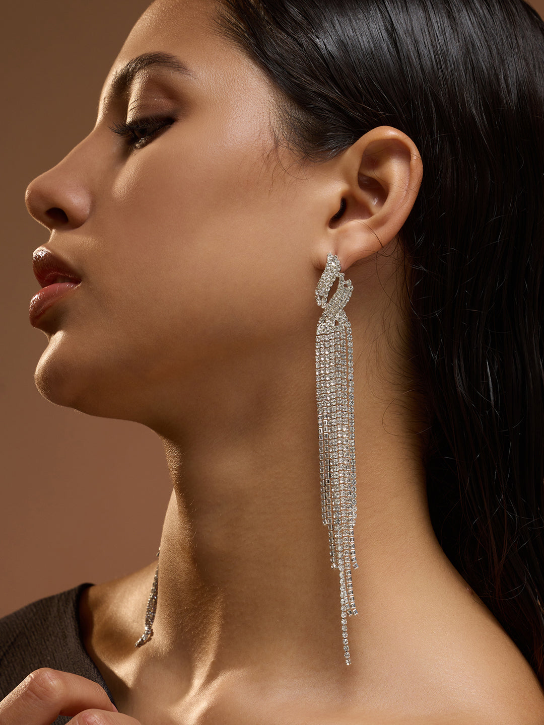 The Adrienne Drop Earrings - Crystal Silver-SOHIER6146