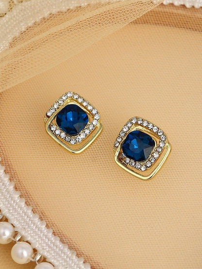The Midnight Loop Stud Earrings - Sapphire Blue-SOHIER6147