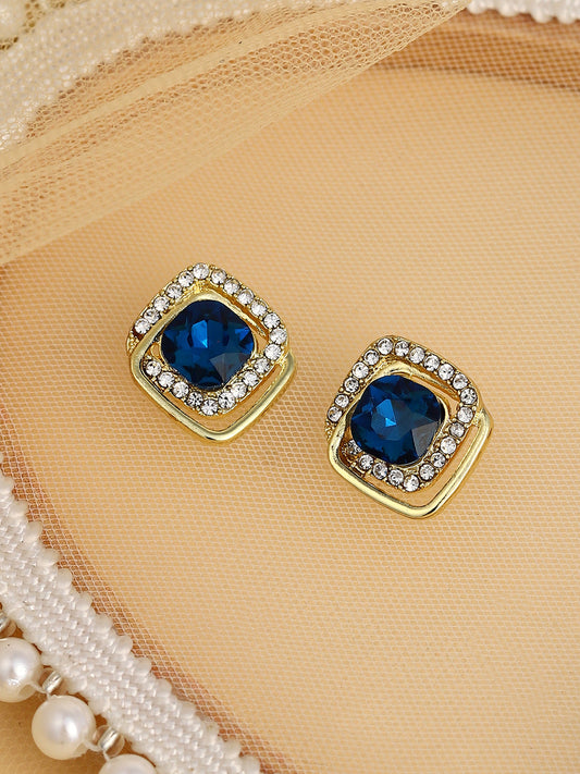 The Midnight Loop Stud Earrings - Sapphire Blue-SOHIER6147