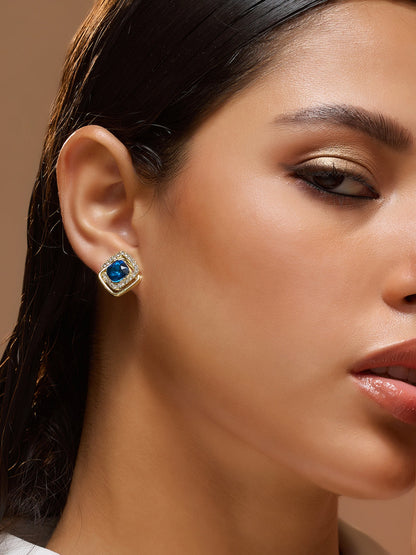 The Midnight Loop Stud Earrings - Sapphire Blue-SOHIER6147