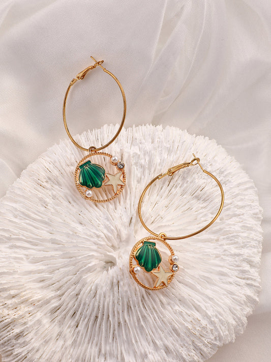 The Under-The-Sea Hoop Earrings - Emerald Green-SOHIER6149