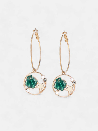 The Under-The-Sea Hoop Earrings - Emerald Green-SOHIER6149