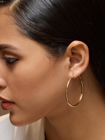 The Medium Minimal Hoop Earrings - California Gold-SOHIER6150