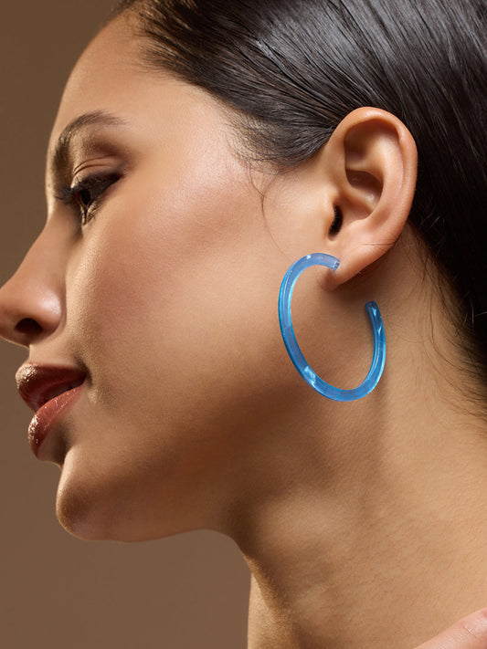 The Paradiso Hoop Earrings - Azure Blue-SOHIER6153