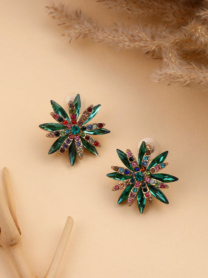 The Chicory Stud Earrings - Emerald Green-SOHIER6157