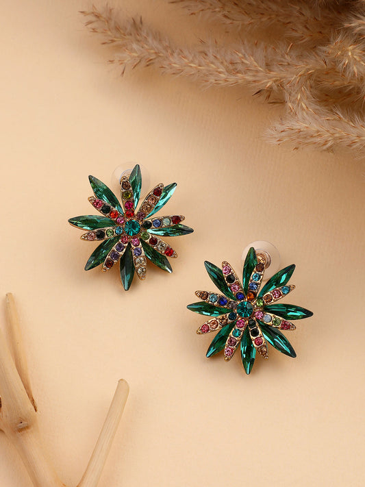The Chicory Stud Earrings - Emerald Green-SOHIER6157
