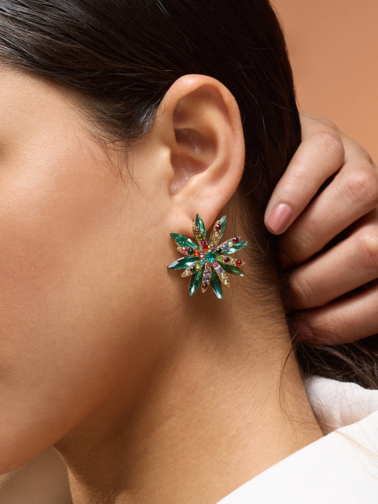 The Chicory Stud Earrings - Emerald Green-SOHIER6157