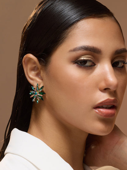 The Chicory Stud Earrings - Emerald Green-SOHIER6157