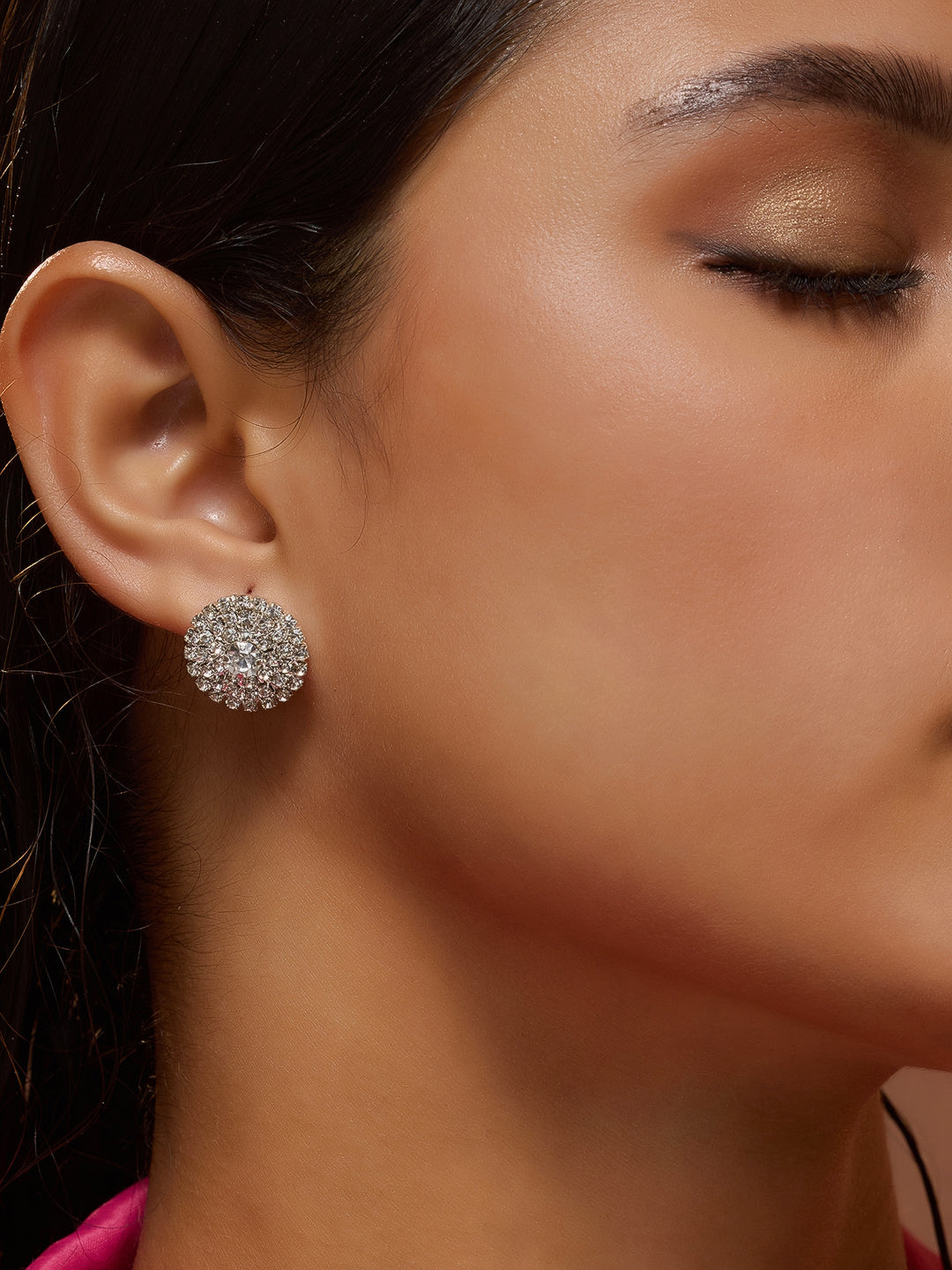 The Small Crystalized Stud Earrings - Crystal Silver-SOHIER6158