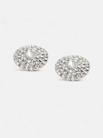 The Small Crystalized Stud Earrings - Crystal Silver-SOHIER6158