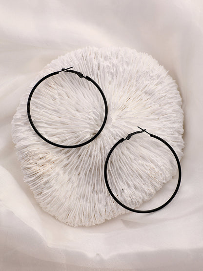 The Large Minimal Hoop Earrings - Onyx Black-SOHIER6161