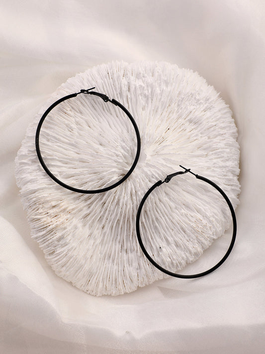 The Large Minimal Hoop Earrings - Onyx Black-SOHIER6161