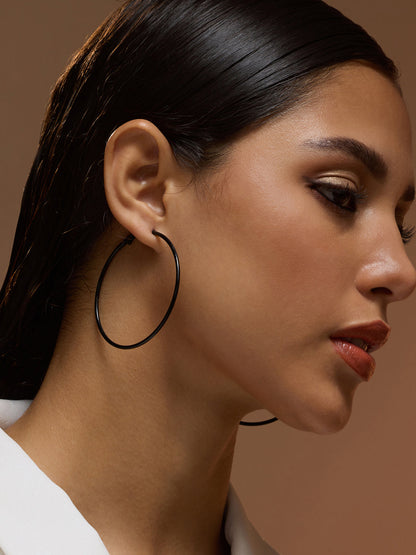 The Large Minimal Hoop Earrings - Onyx Black-SOHIER6161