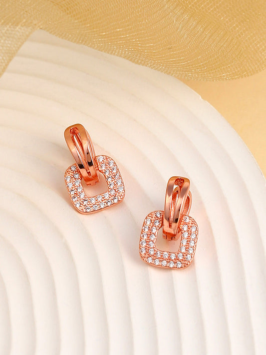 The Charm Huggie Hoop Earrings - Rose Gold-SOHIER6162