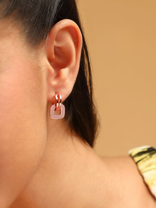 The Charm Huggie Hoop Earrings - Rose Gold-SOHIER6162