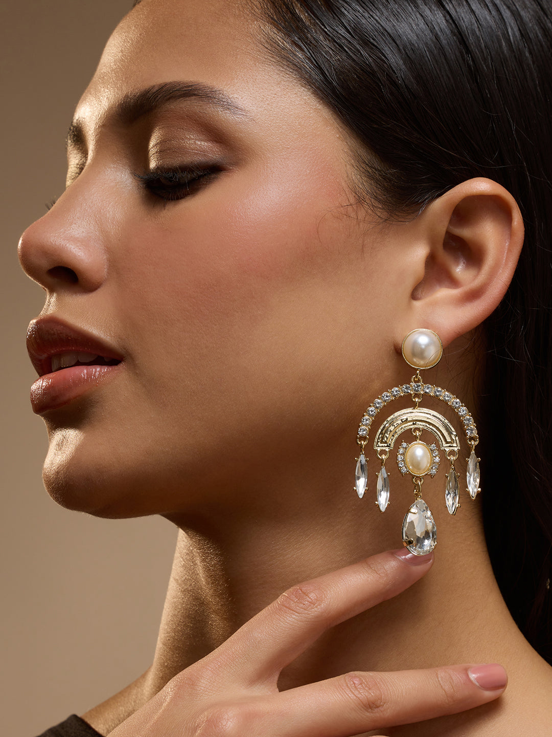 The Lustre Drop Earrings - Crystal Silver-SOHIER6164