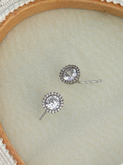 The Mamie Stud Earrings - Crystal Silver-SOHIER6165