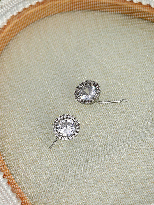The Mamie Stud Earrings - Crystal Silver-SOHIER6165