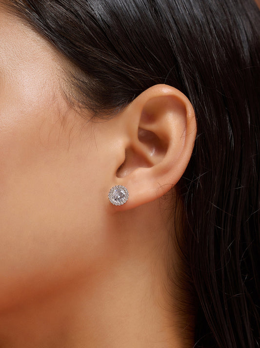 The Mamie Stud Earrings - Crystal Silver-SOHIER6165