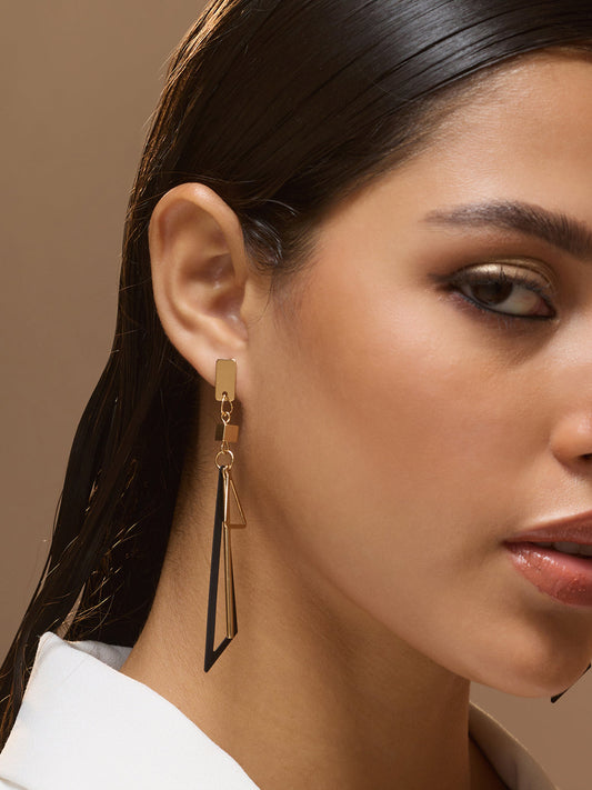 The Géométrique Drop Earrings - Onyx Black-SOHIER6171