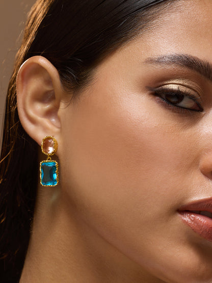 The Éléanor Drop Earrings - Azure Blue & Blush Pink-SOHIER6174