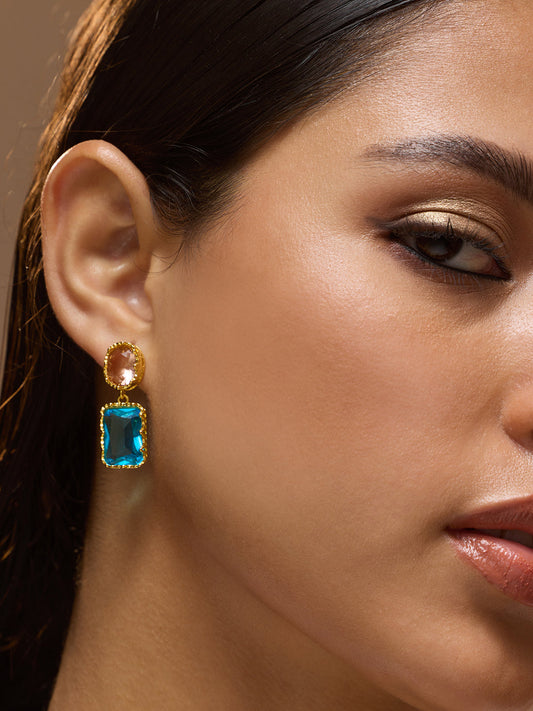 The Éléanor Drop Earrings - Azure Blue & Blush Pink-SOHIER6174