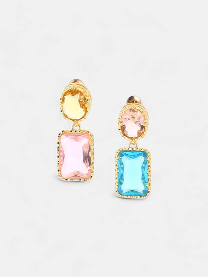 The Éléanor Drop Earrings - Azure Blue & Blush Pink-SOHIER6174