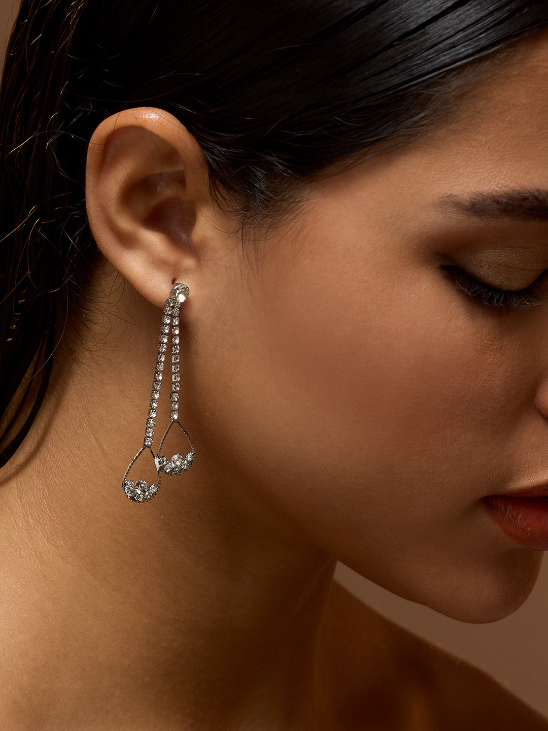 The Eloise Drop Earrings - Crystal Silver-SOHIER6175