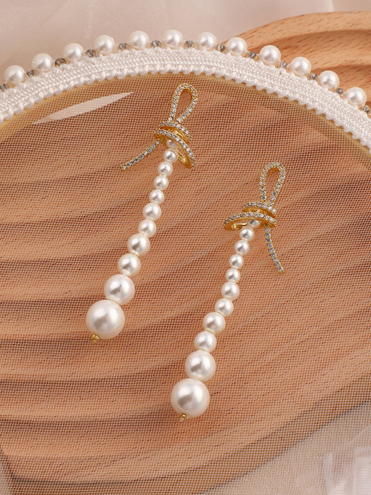 The Lucie Drop Earrings - Pearl White-SOHIER6176