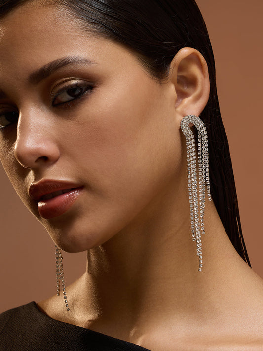 The Cristallo Drop Earrings - Crystal Silver-SOHIER6180