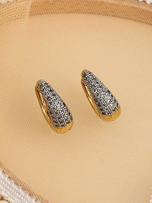 The Bijou Huggie Hoop Earrings - Crystal Silver-SOHIER6181