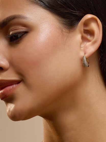 The Bijou Huggie Hoop Earrings - Crystal Silver-SOHIER6181