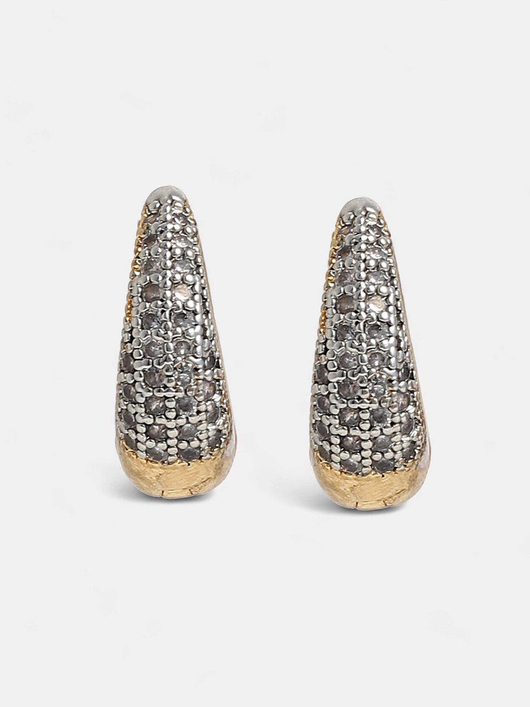 The Bijou Huggie Hoop Earrings - Crystal Silver-SOHIER6181