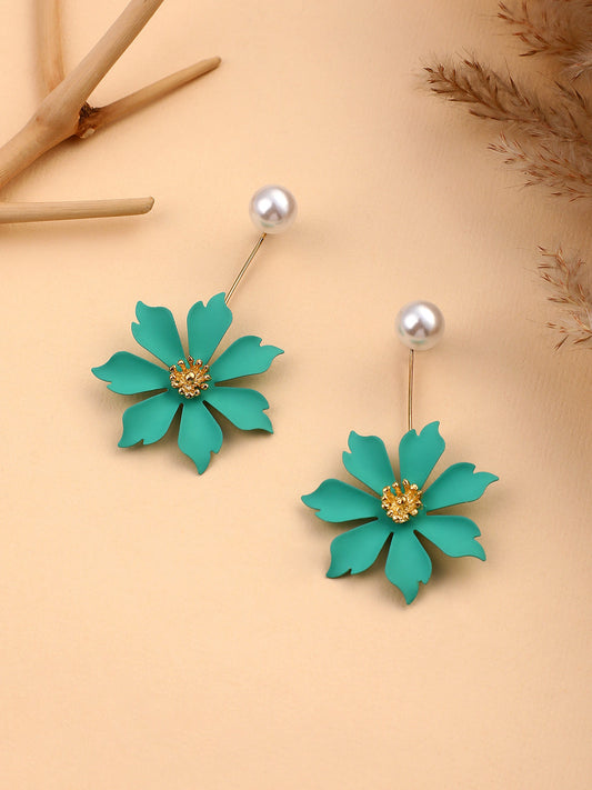 The Fiore Drop Earrings - Sea Green-SOHIER6183