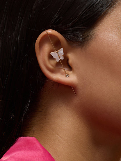 The Papillon Cuff Earrings - Ivory White-SOHIER6184