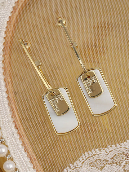 The Tag Drop Earrings - Ivory White-SOHIER6185